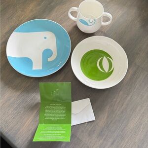 kate spade Pippen Park 3-Piece Child Dinnerware Set - Cream & Navy